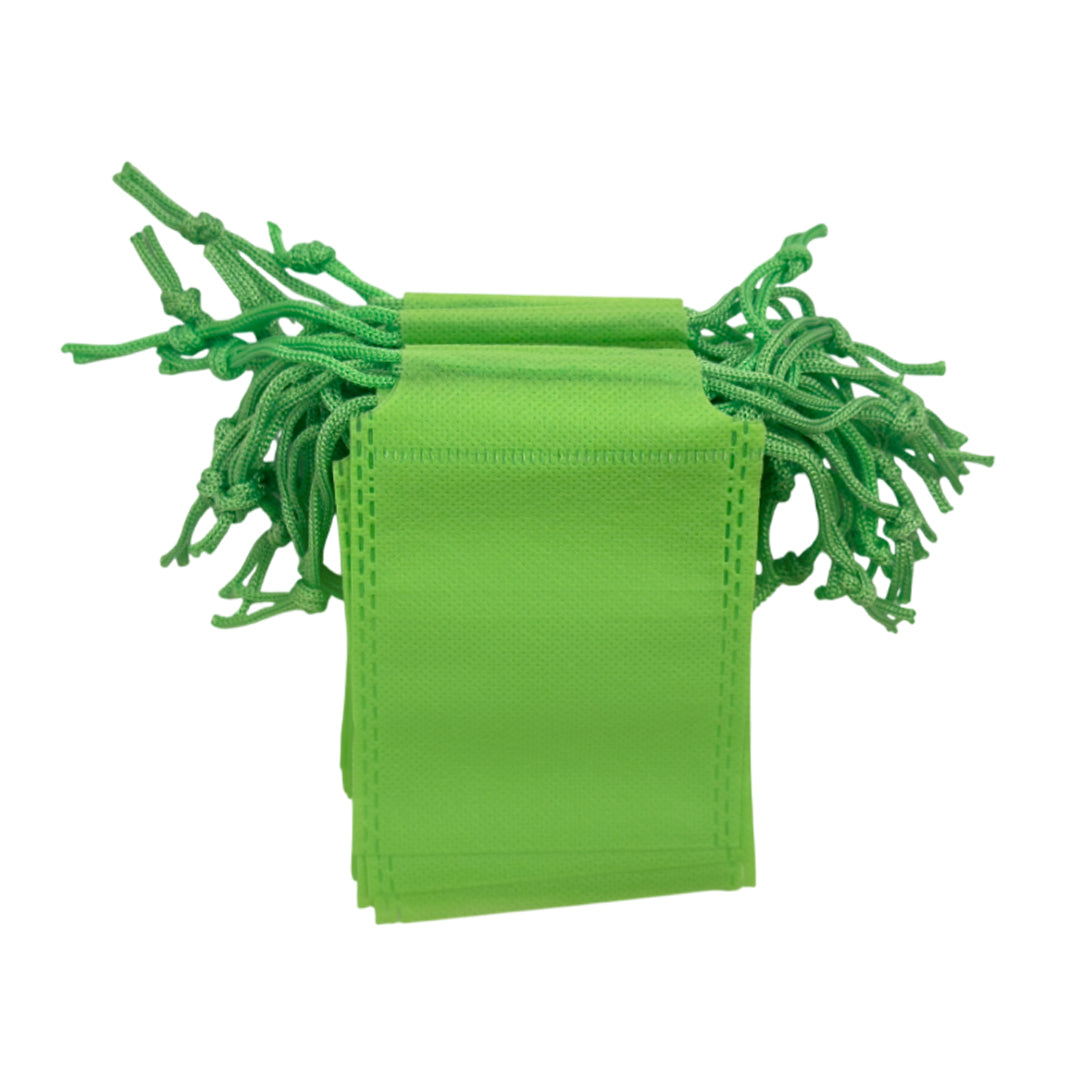 Pack of 25 Light Green Coloured 12x9cm Non-Woven Drawstring Bags
