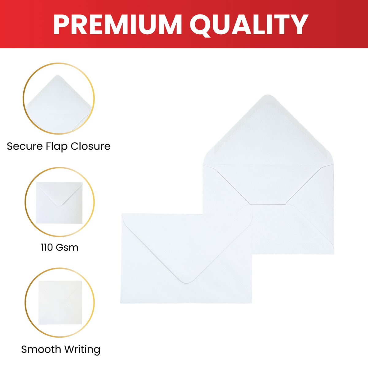 Pack of 50 White 100gsm 121x171mm Gummed Envelopes