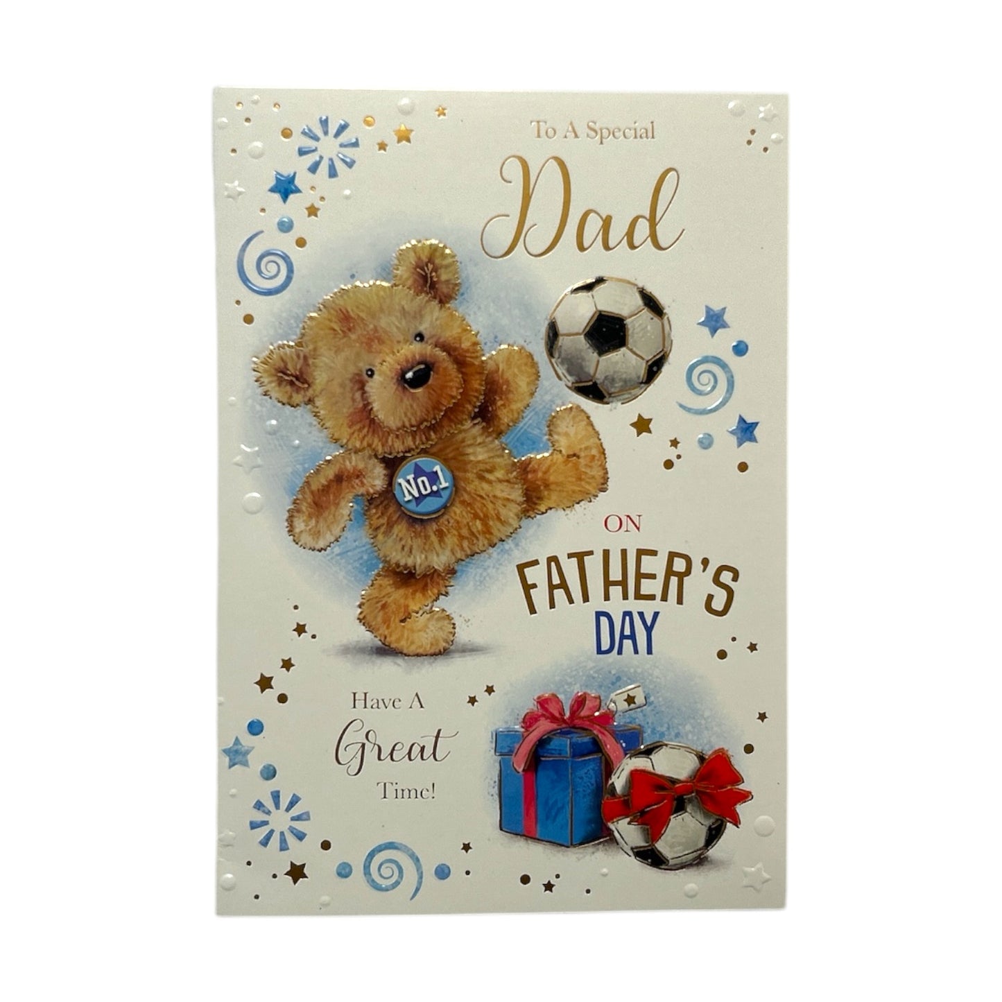 To A Special Dad Teddy Playing Football Design Father's Day Card