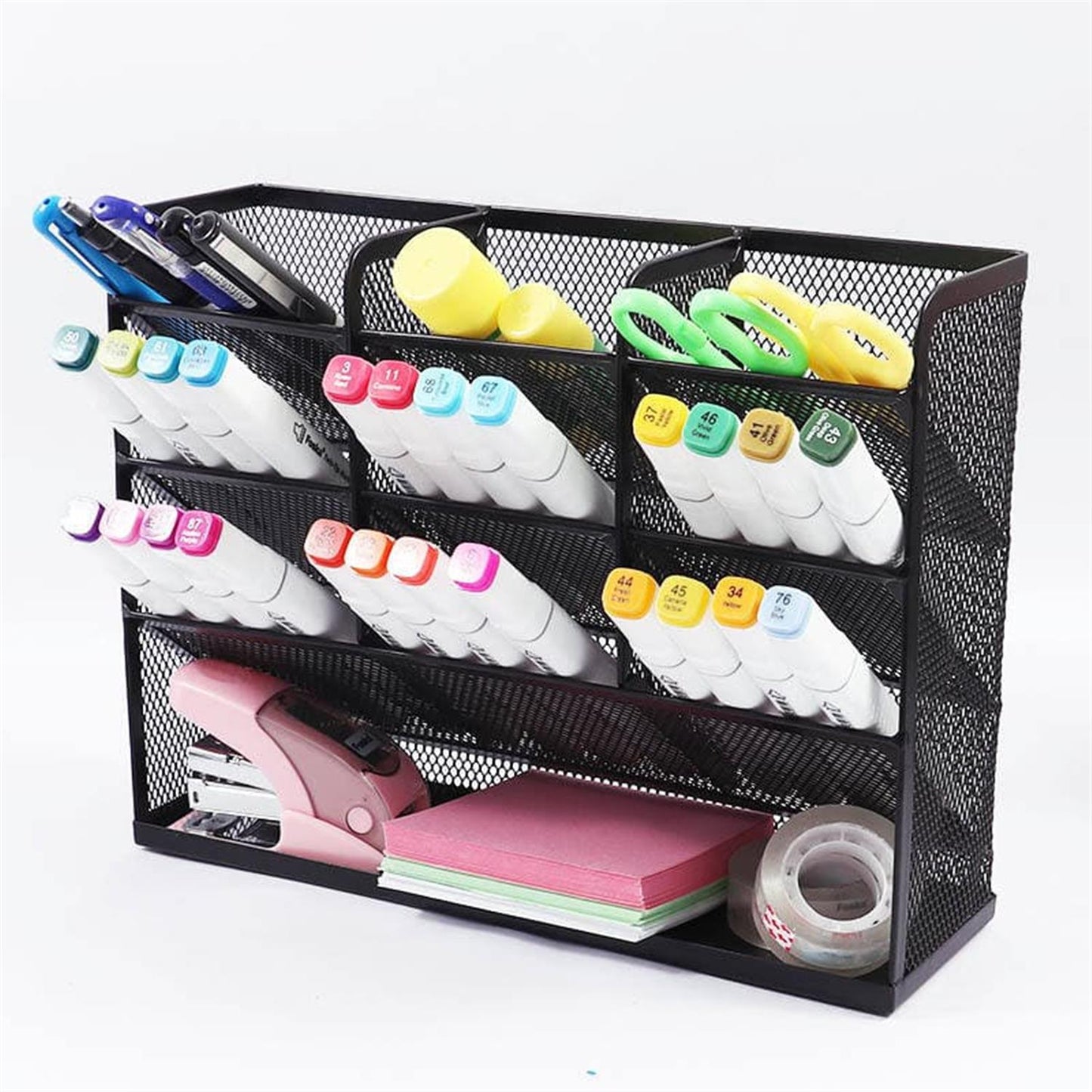 4 Tier Vertical Black Detachable Metal Mesh Organizer 27 x 8 x 20.6cm
