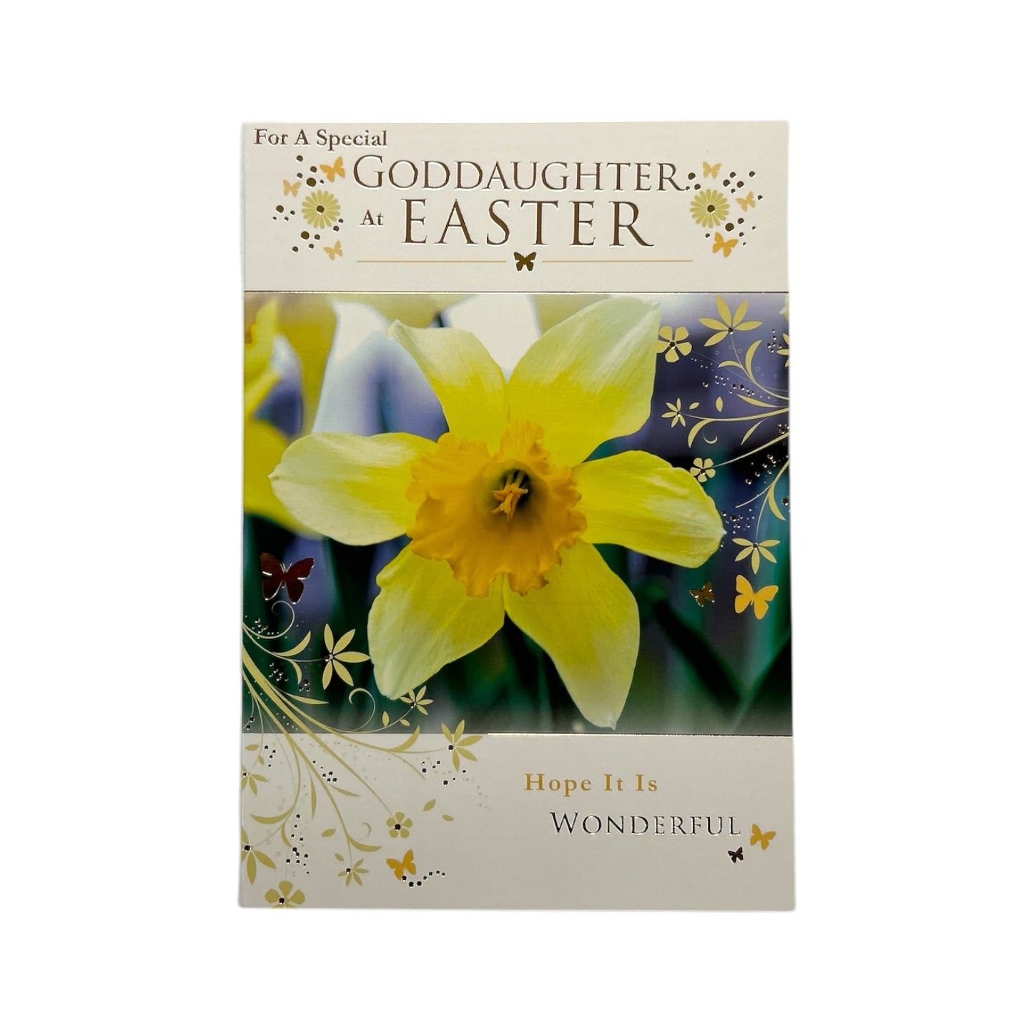 For Goddaughter Photographic Daffodils Design Easter Card