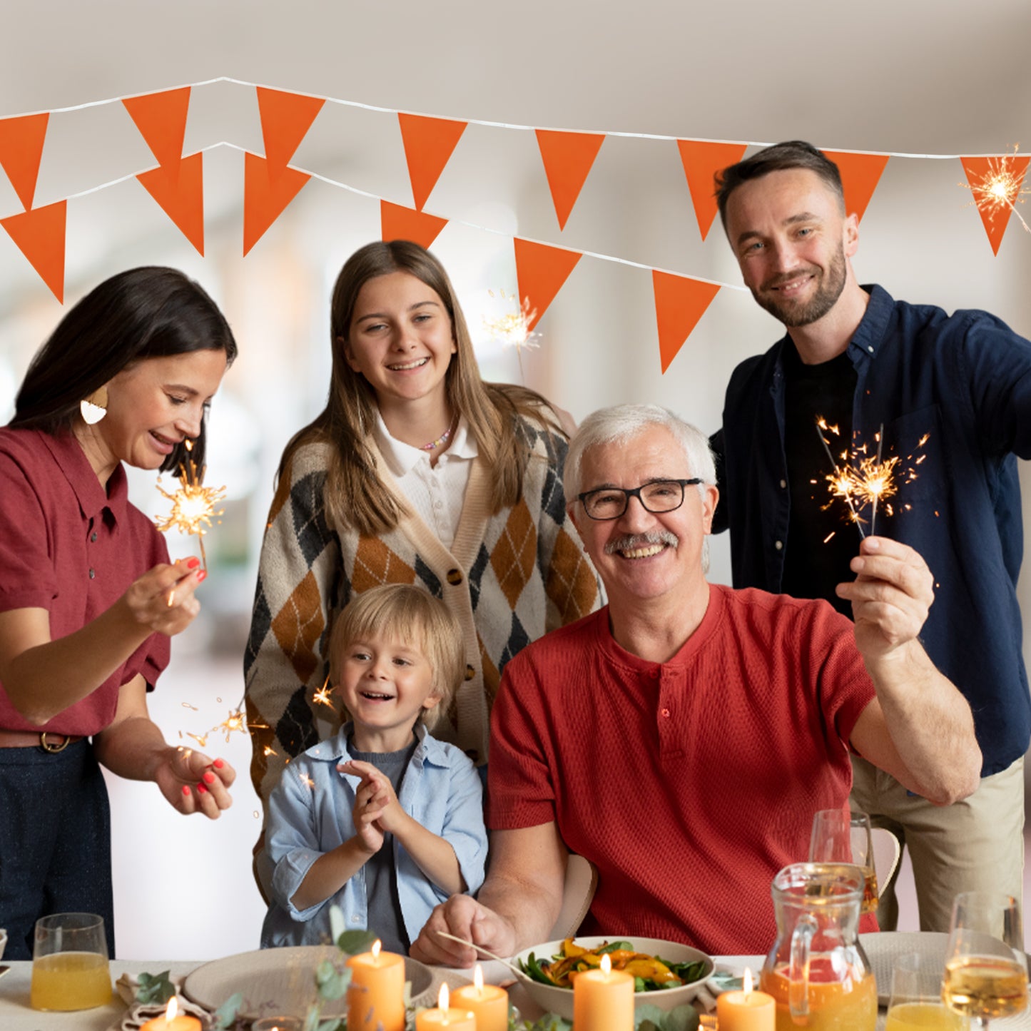 Orange Bunting 10m with 20 Pennants