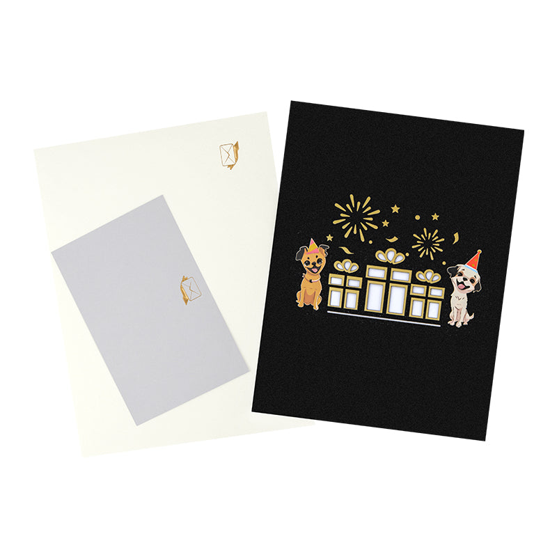 Puppy Party 3D Pop Up Birthday Card with Hidden Gift Card Slot