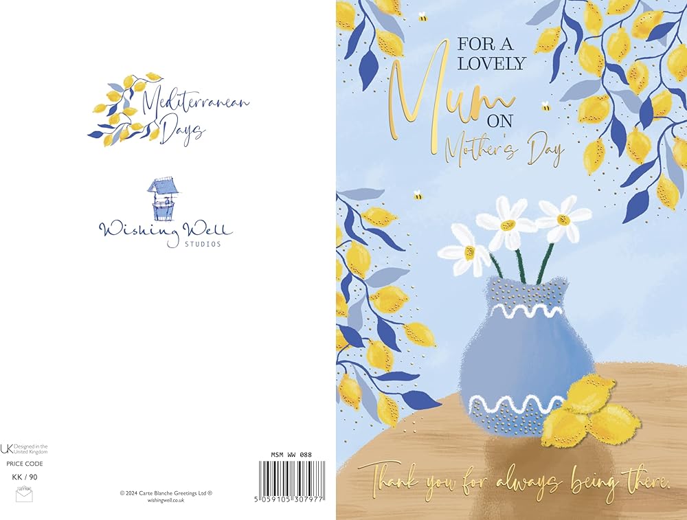 Flowers Lemons Motif And Paper Insert Stunning Mum Mother's Day Card
