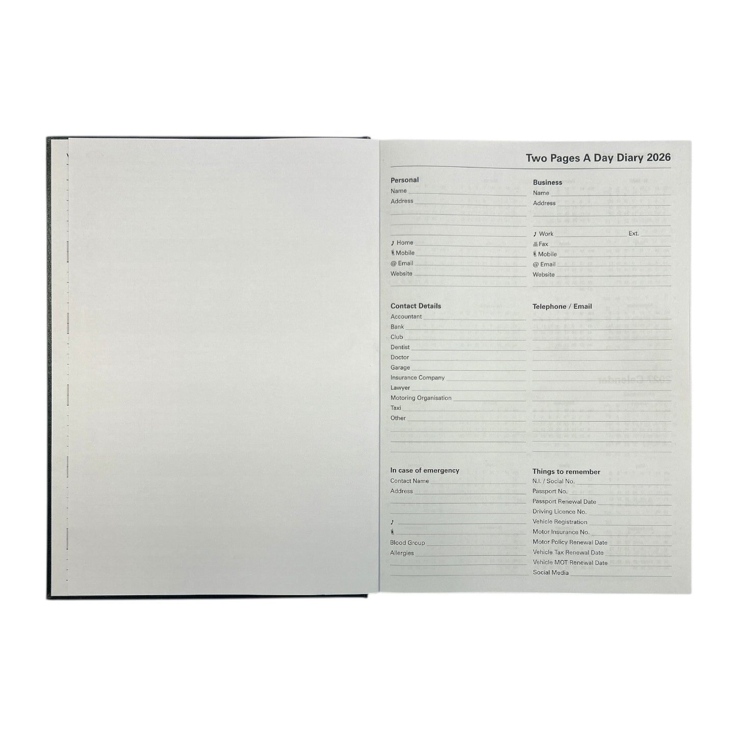Janrax 2026 A4 2 Pages Per Day Black Desk Diary