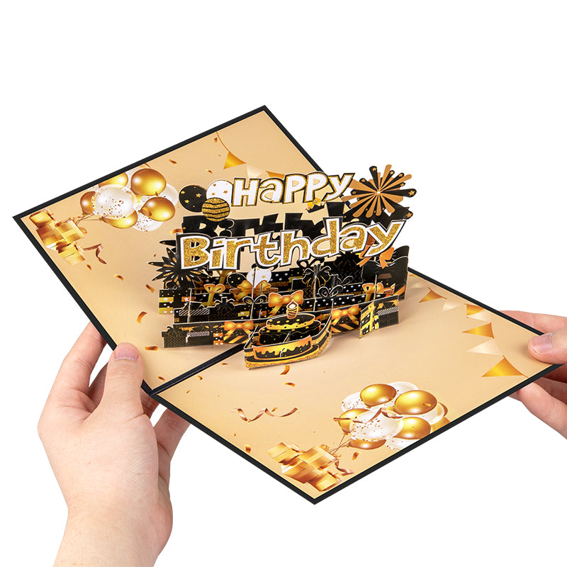 Golden Wishes 3D Pop Up Birthday Card