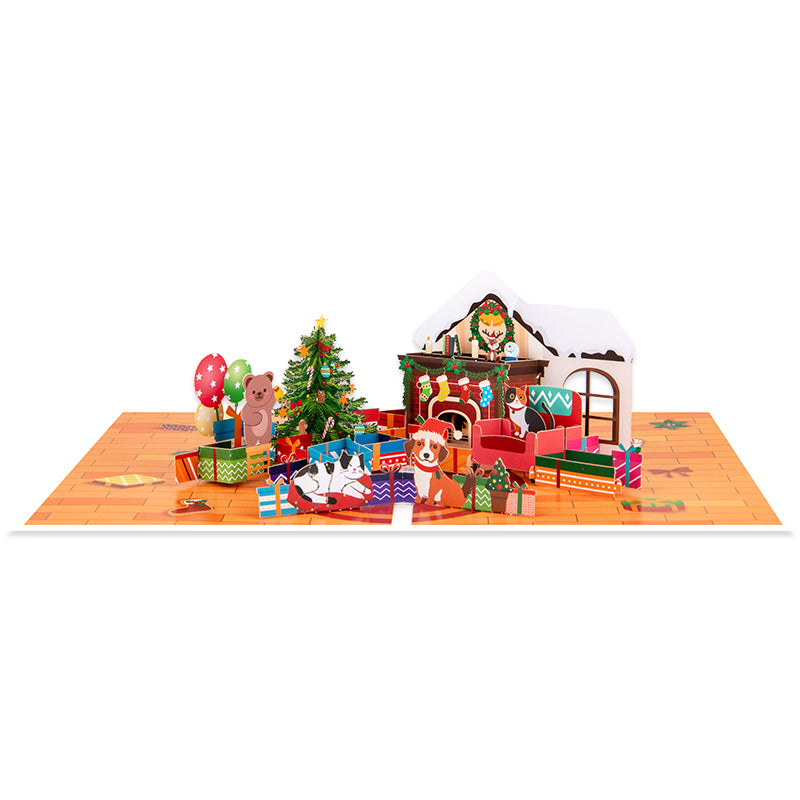 A Warm Xmas Eve Holiday 3D Pop Up Christmas Card