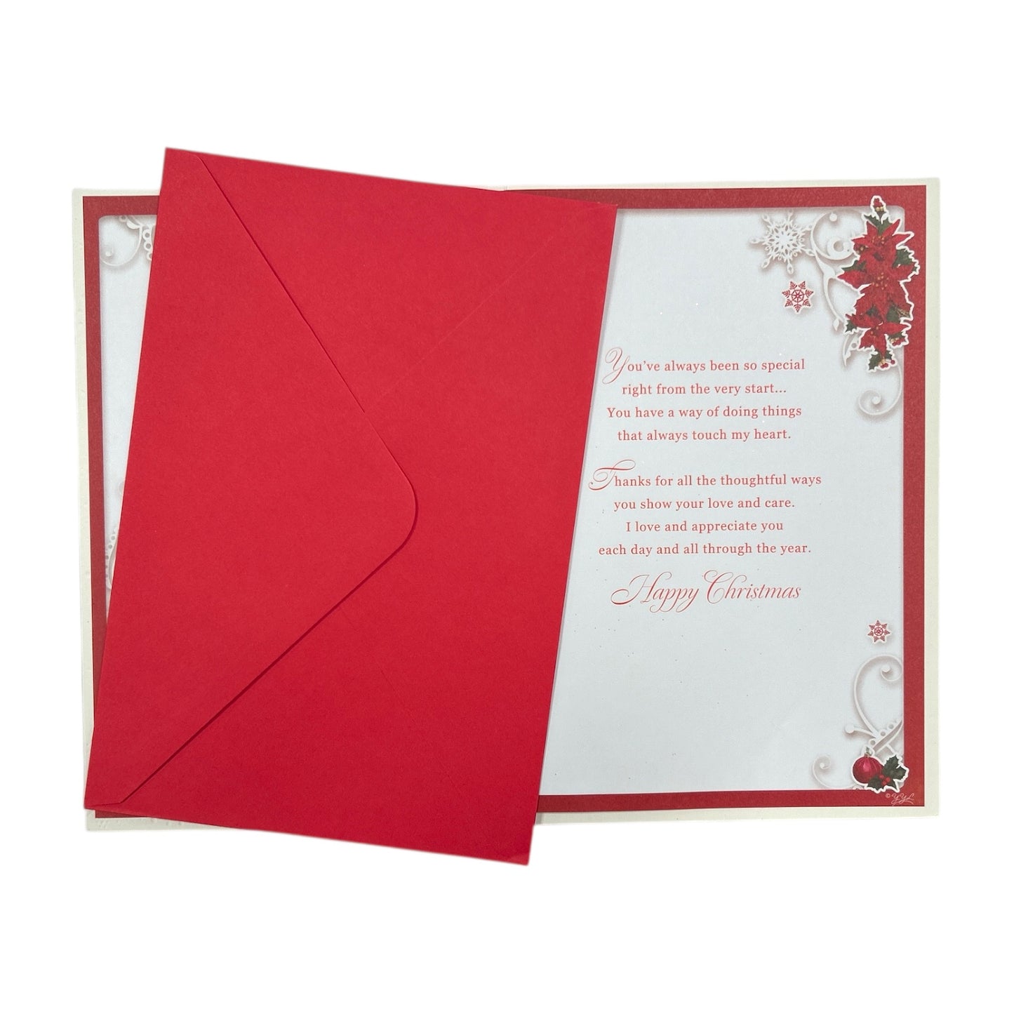 To My Wife Poinsettias and Gifts Design Christmas Card