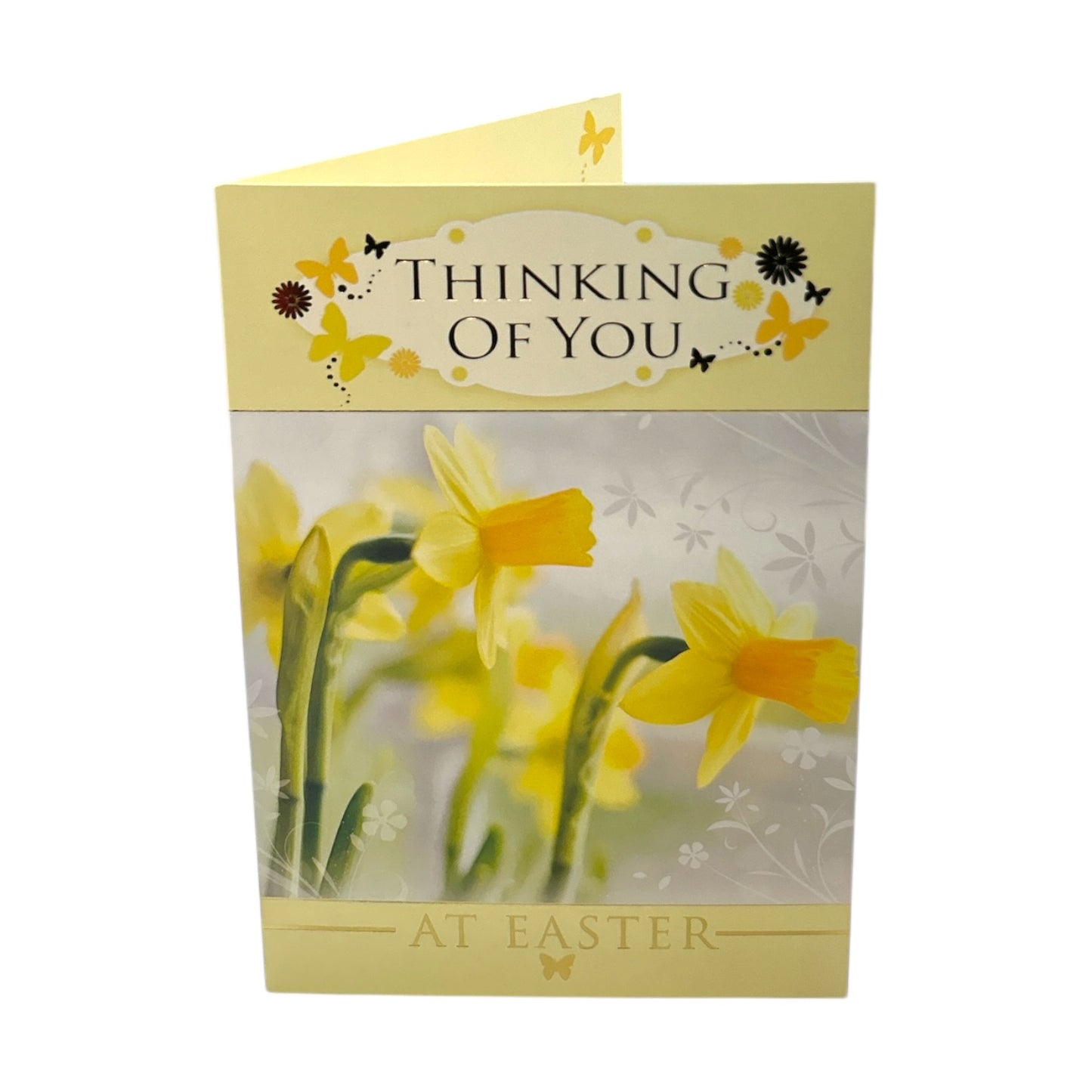 Thinking Of You Spring Daffodils and Butterflies Design Easter Card