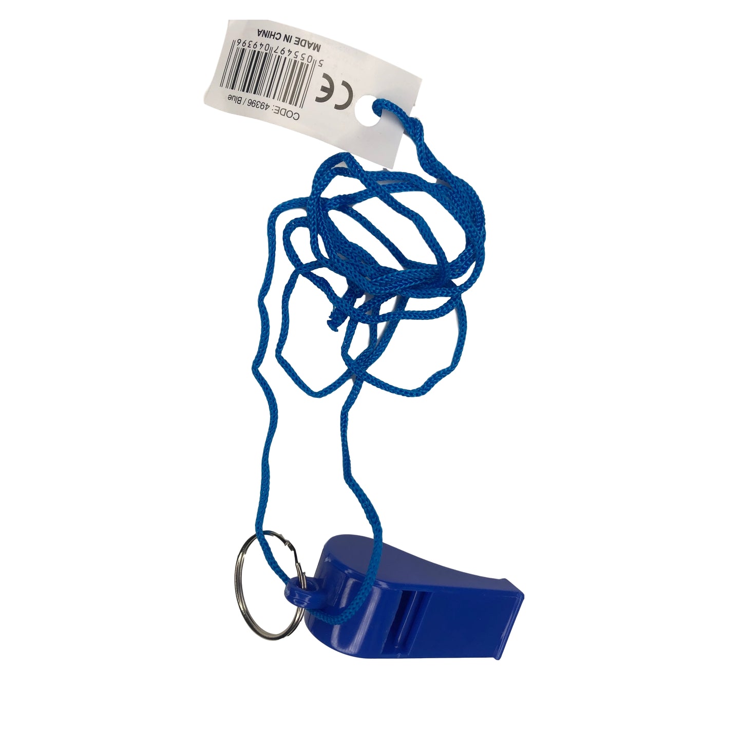 Pack of 50 Blue Plastic Whistles with Lanyard Neck Cord