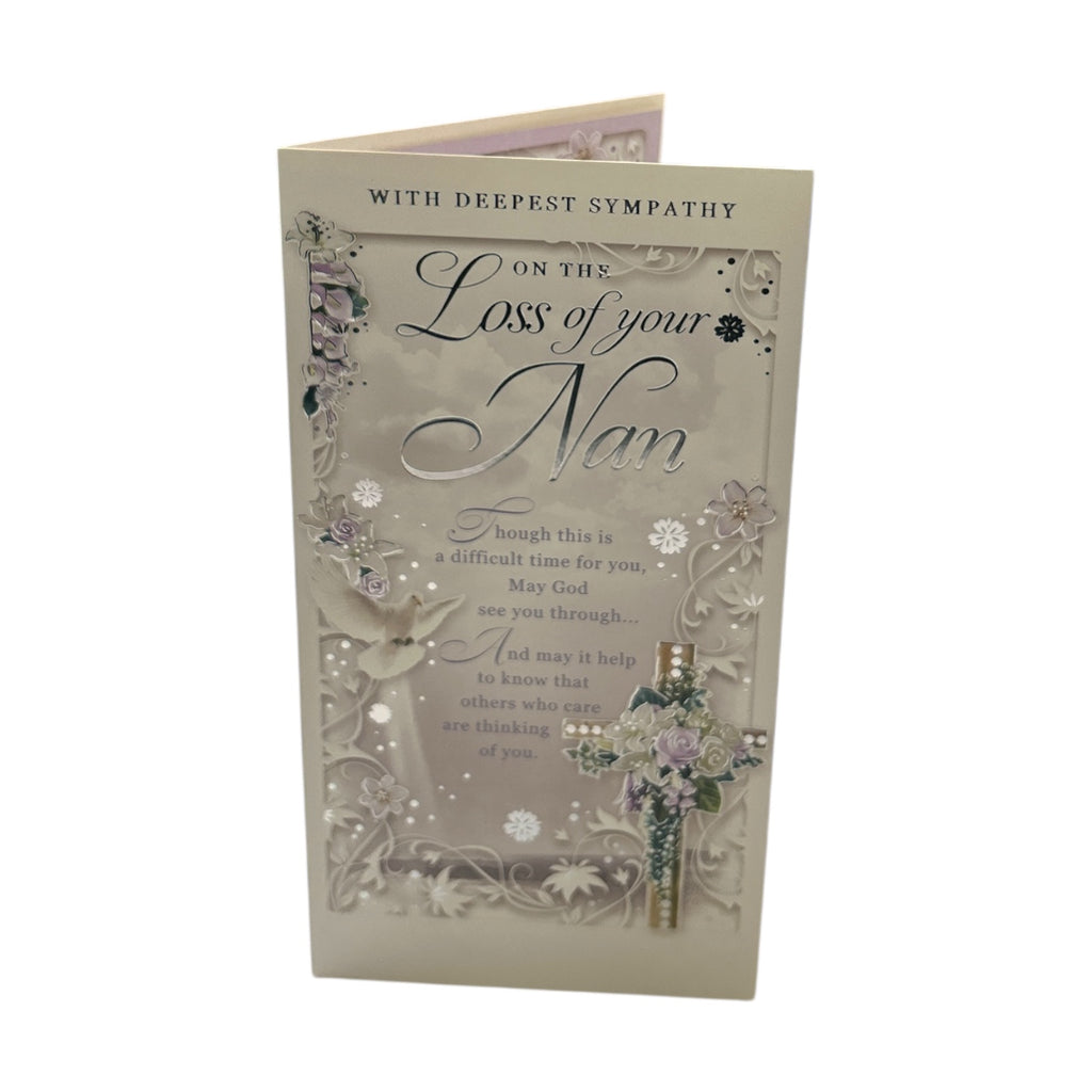 On The Loss of Your Nan Religious Cross Design Sympathy Opacity Card ...