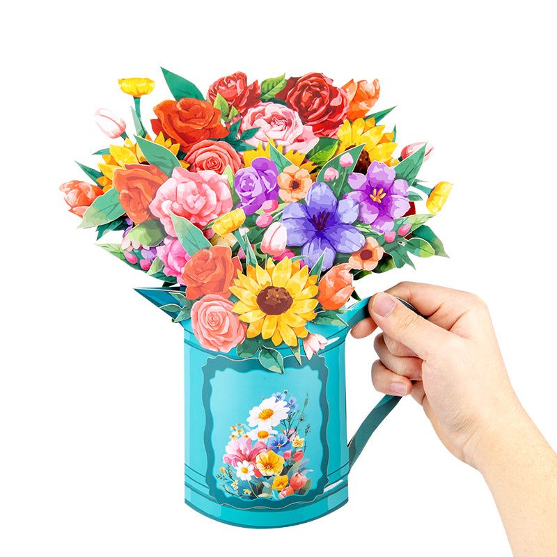 Garden Symphony Mixed Flower 3D Pop Up Pitcher Vase Greeting Card