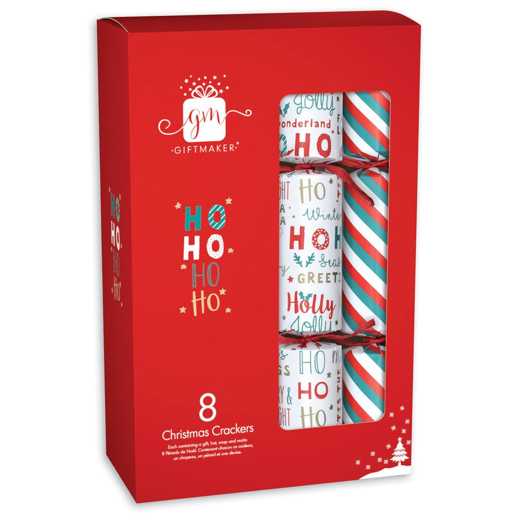 Pack of 8 12" Ho Ho Ho Family Christmas Dinner Crackers