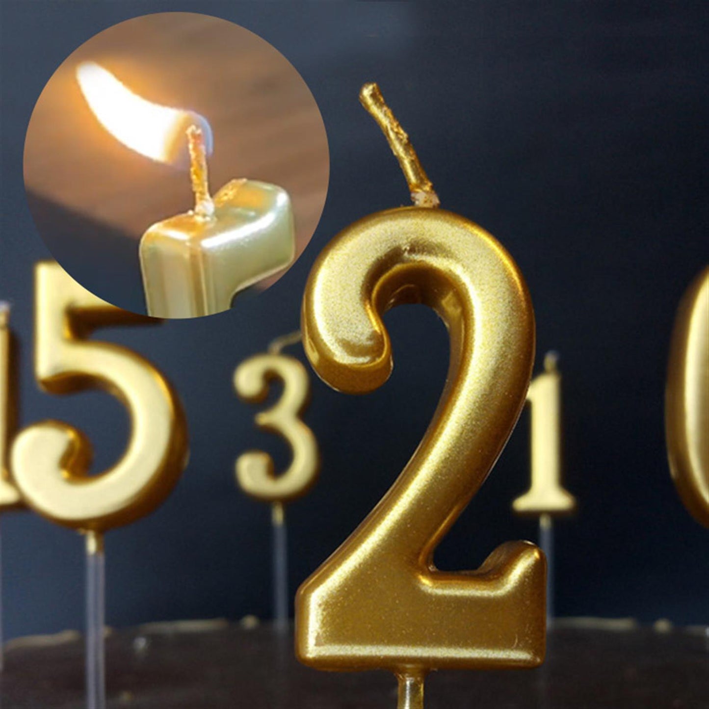 1 Number Gold Candle For Birthday Party - Cake Topper for Kids & Adults