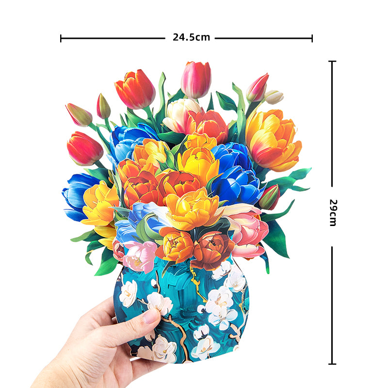 Tulip Harmony 3D Pop Up Vase Greeting Card