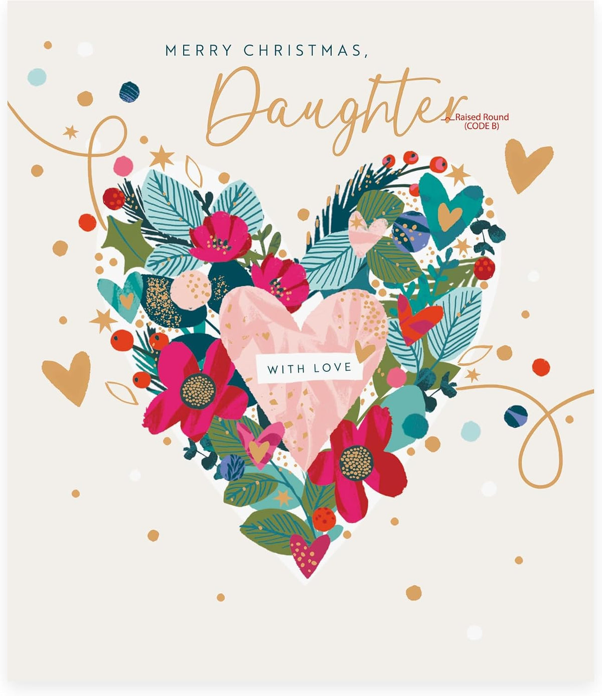 Foliage Heart Design Daughter Christmas Card