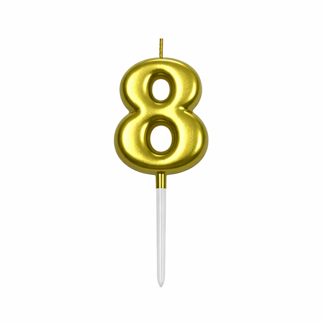 8 Number Gold-Plated Candle For Birthday Party