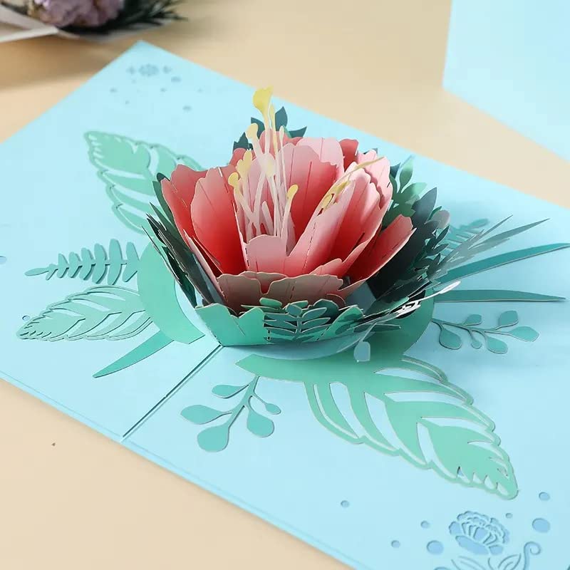 Blushing Peony Bloom 3D Pop Up Greeting Card