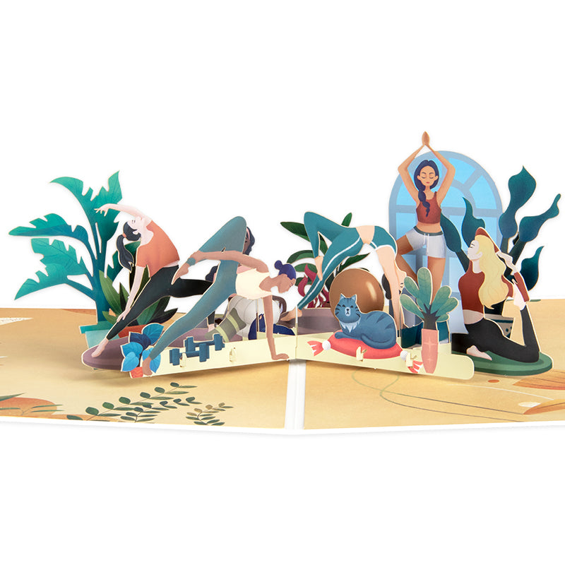 Breathe & Balance 3D Pop Up Yoga Studio Scene Greeting Card