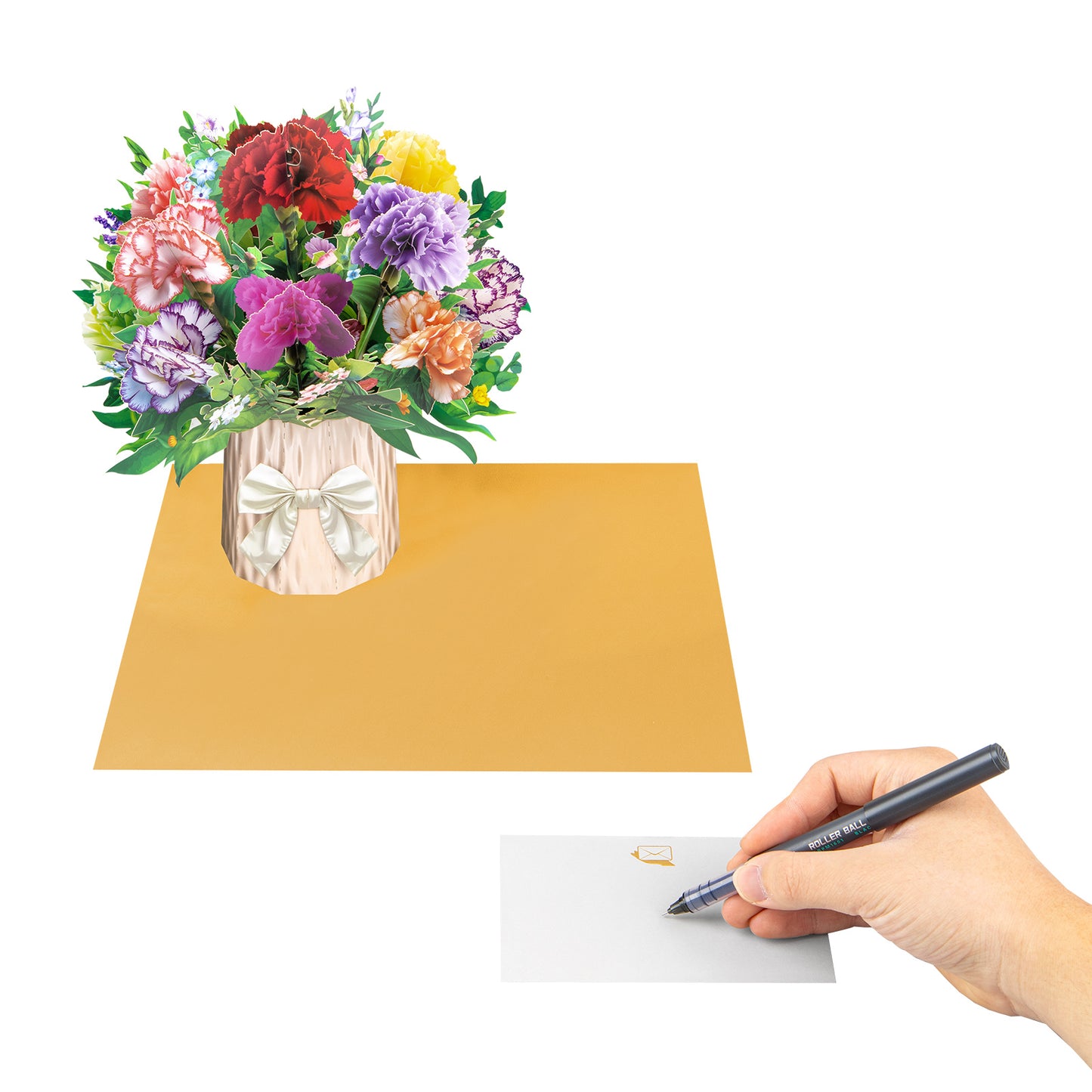 Elegant Carnation Bouquet Gift Design 3D Pop Up Card