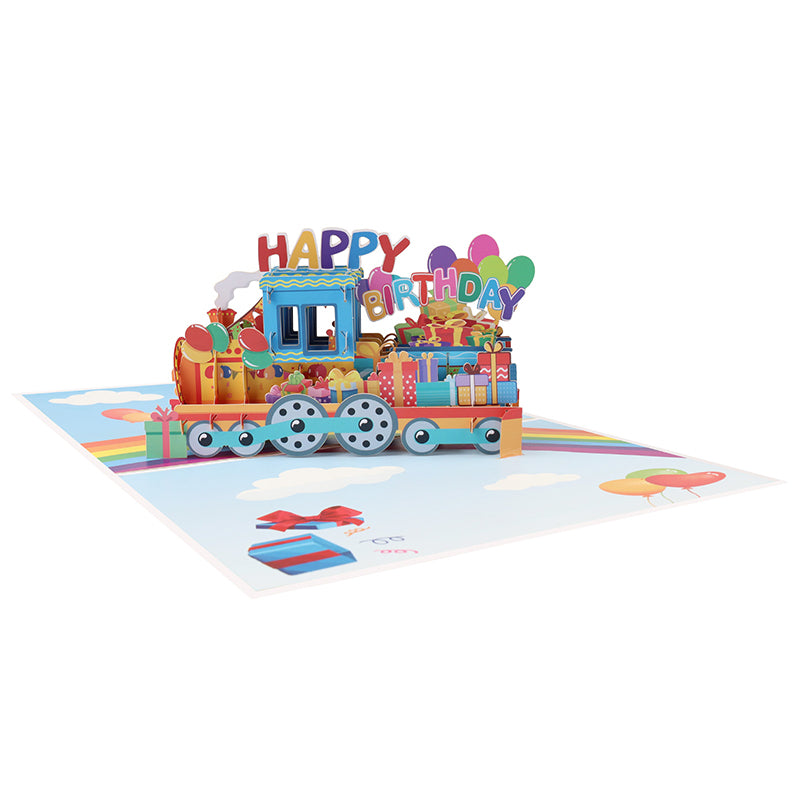 Party on Track 3D Pop Up Train Birthday Card