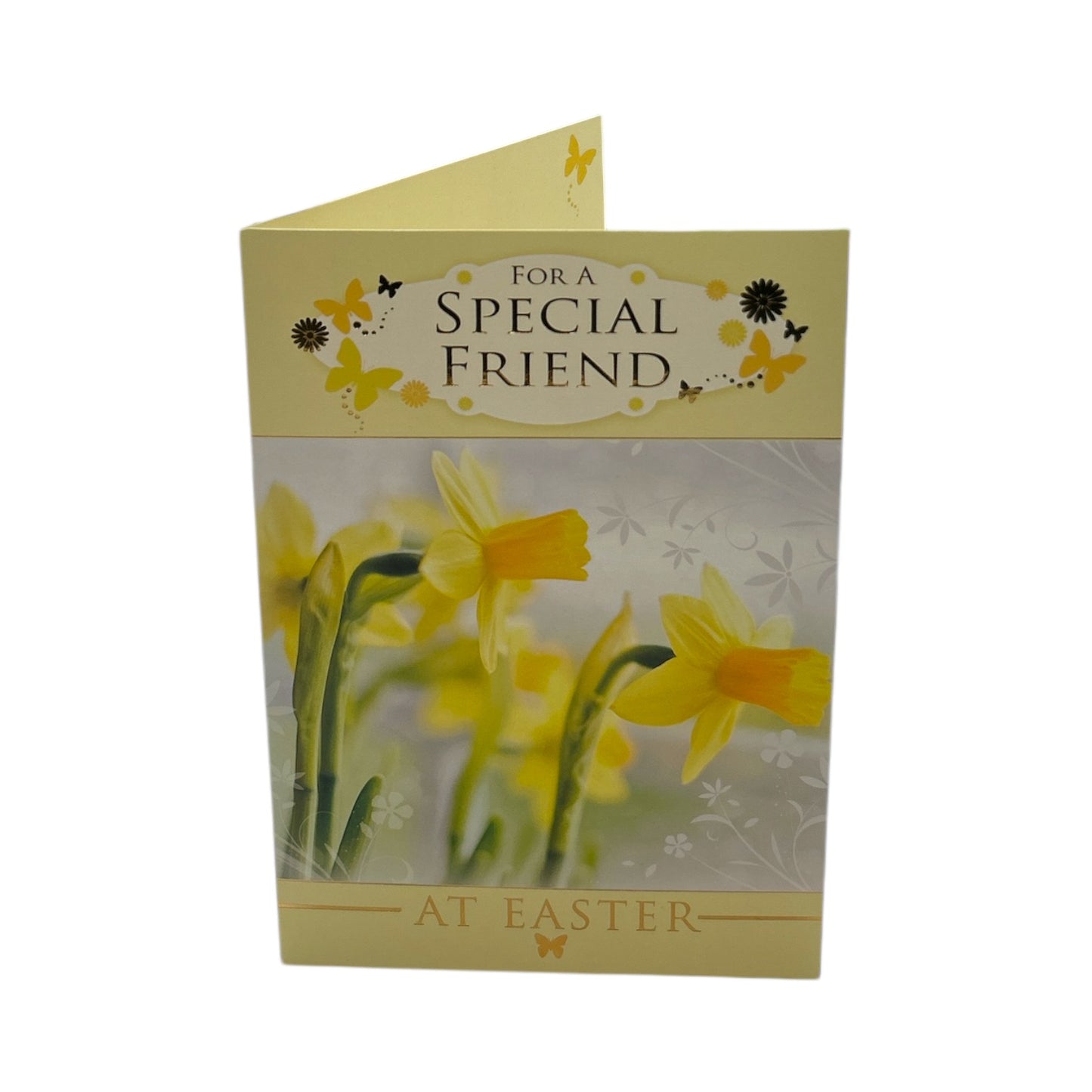Special Friend Spring Daffodils and Butterflies Design Easter Card
