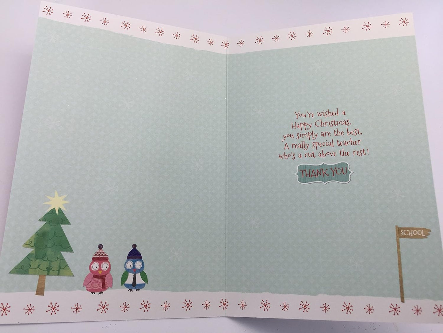 To My Teacher Christmas Card Cute 6 Cards