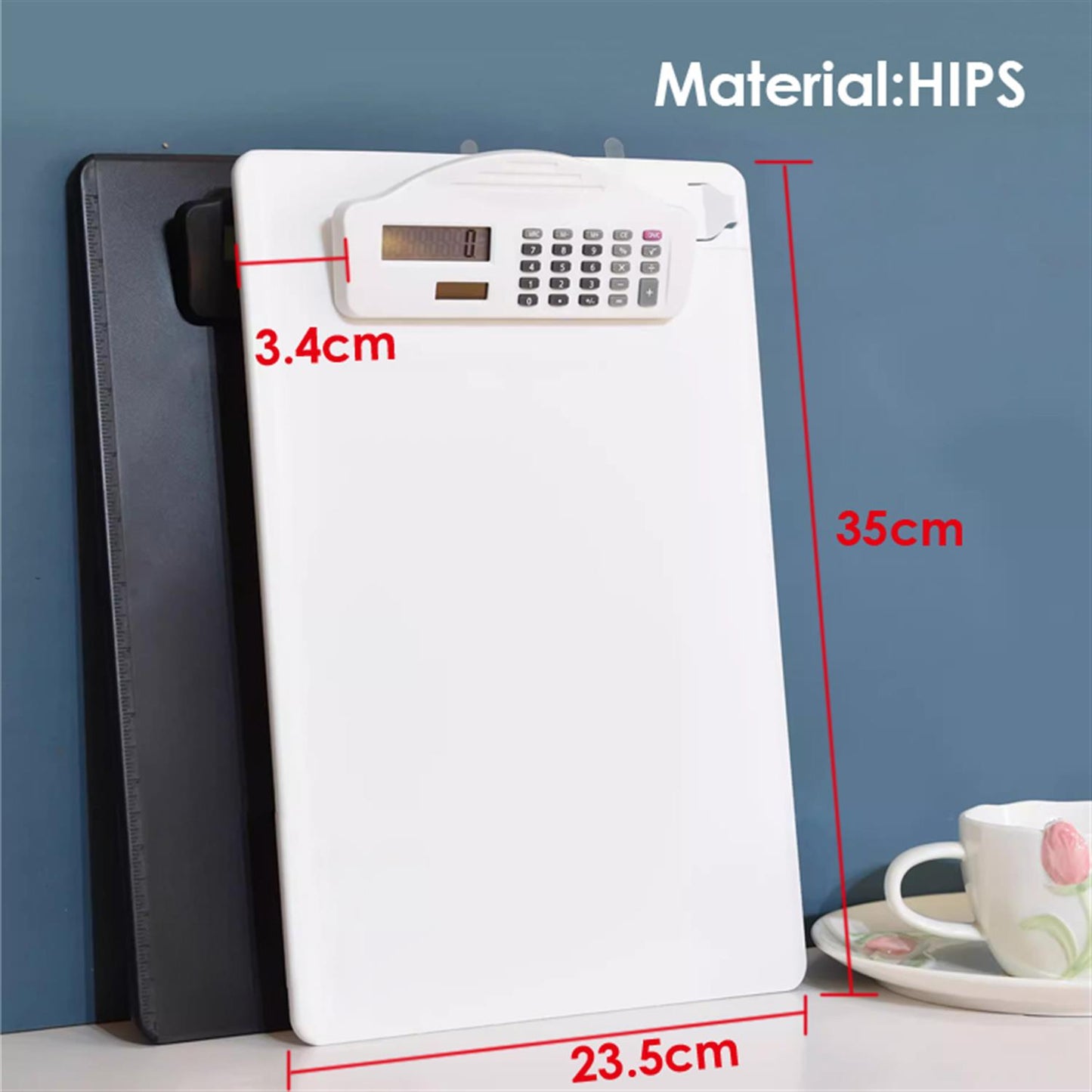 PP Writing Black Clip Board With Calculator 35 × 23.5 × 3.4 cm