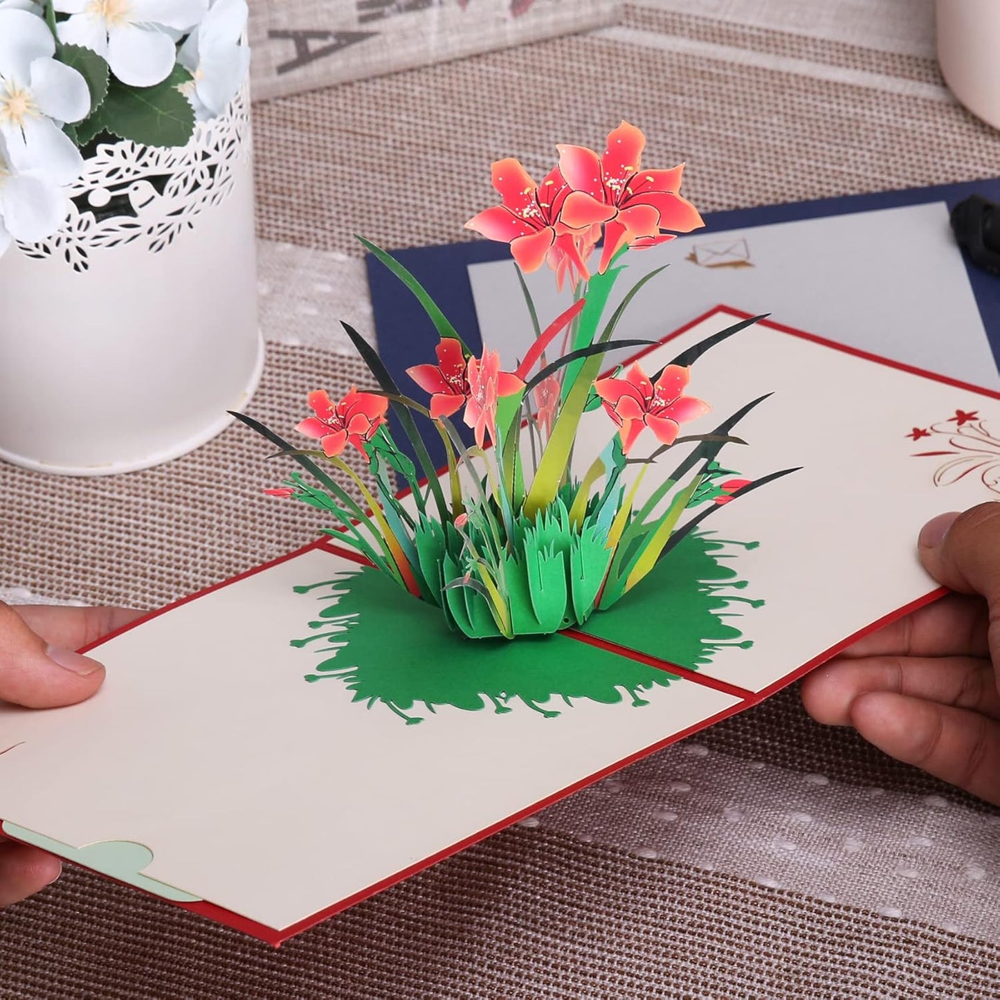 Color Print Daffodils 3D Pop Up Greeting Card - Mother's Day Anniversary Birthday