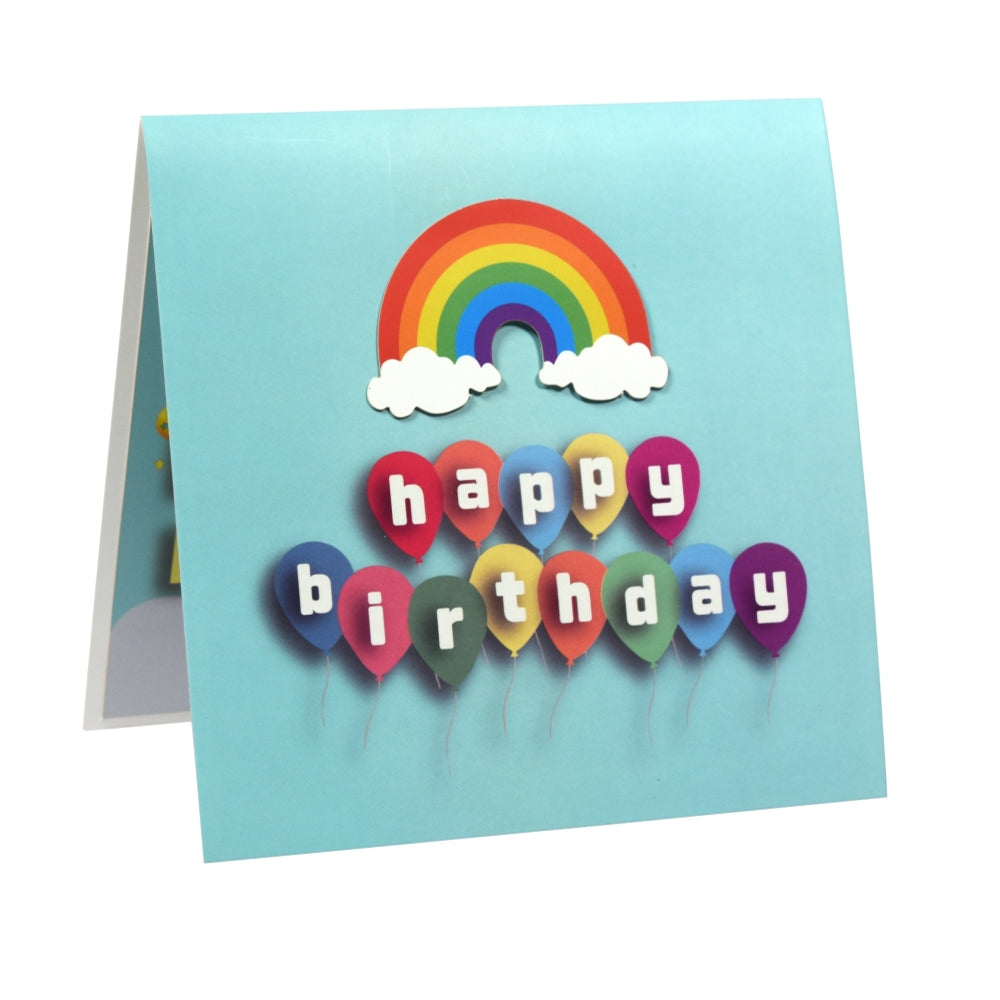 Rainbow Cake 3D Pop Up Birthday Card with Personalized Age Numbers