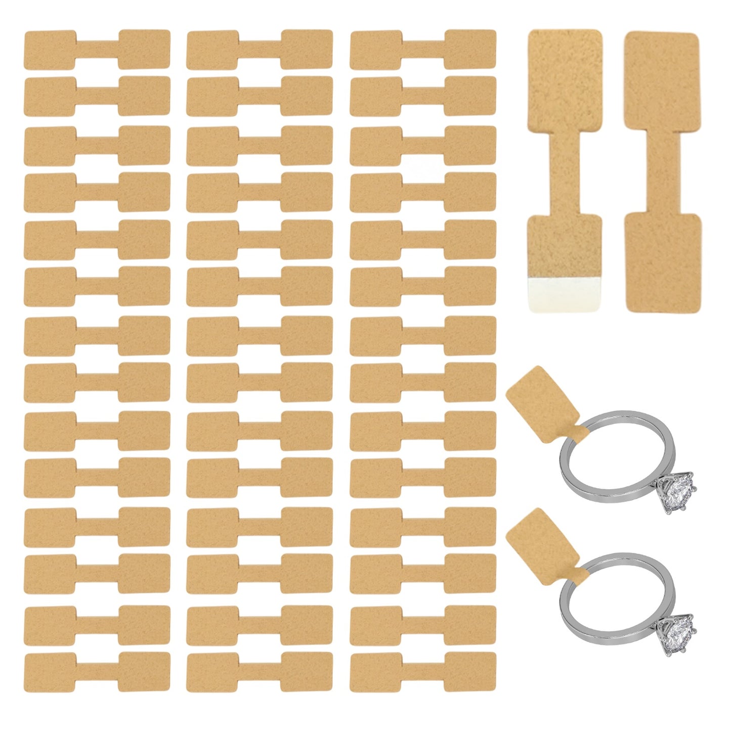 Pack of 100 Kraft Jewellery Tags 10x38mm