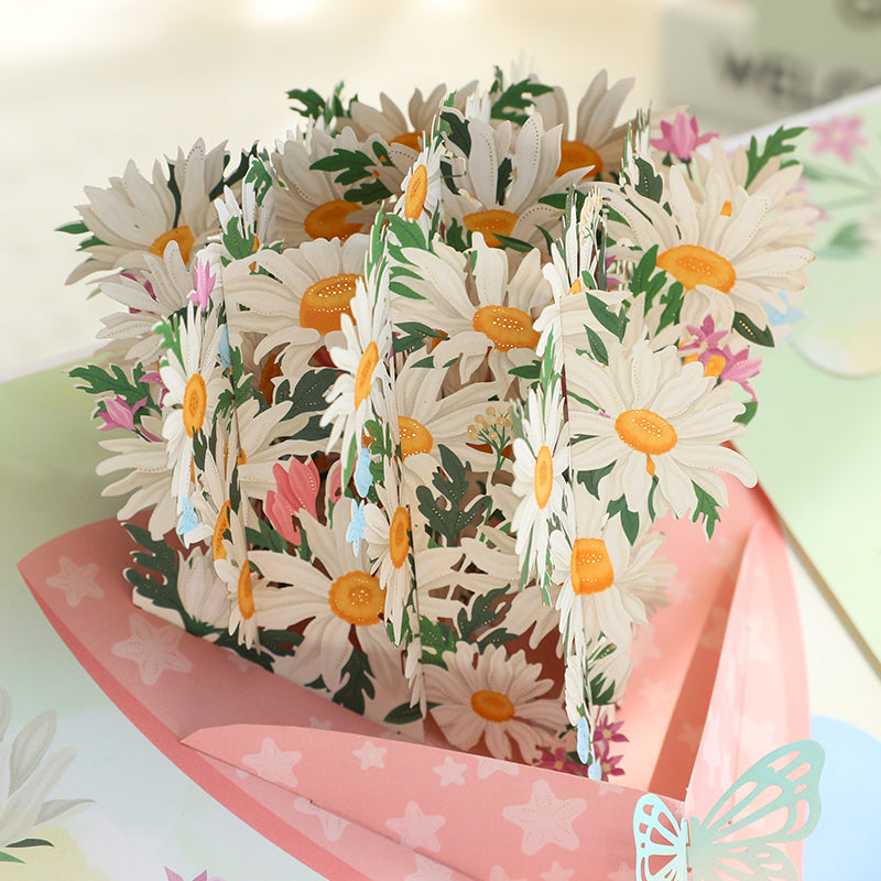 Daisy Bouquet 3D Pop Up Greeting Card - Mother's Day Birthday Anniversary