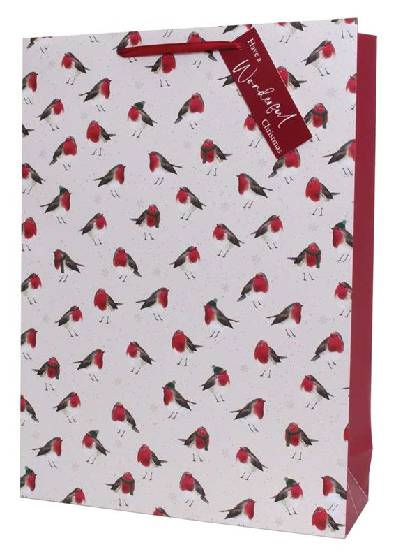 Robin Pattern Extra Large Christmas Gift Bag