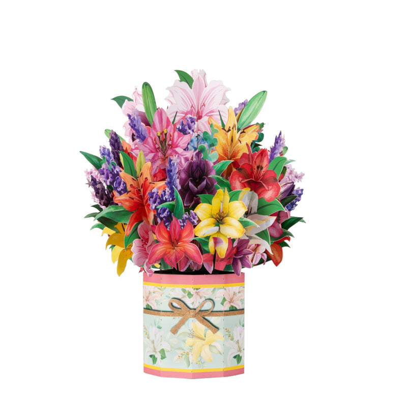 Lilies & Tulips Colorburst Bouquet 3D Pop Up Greeting Card