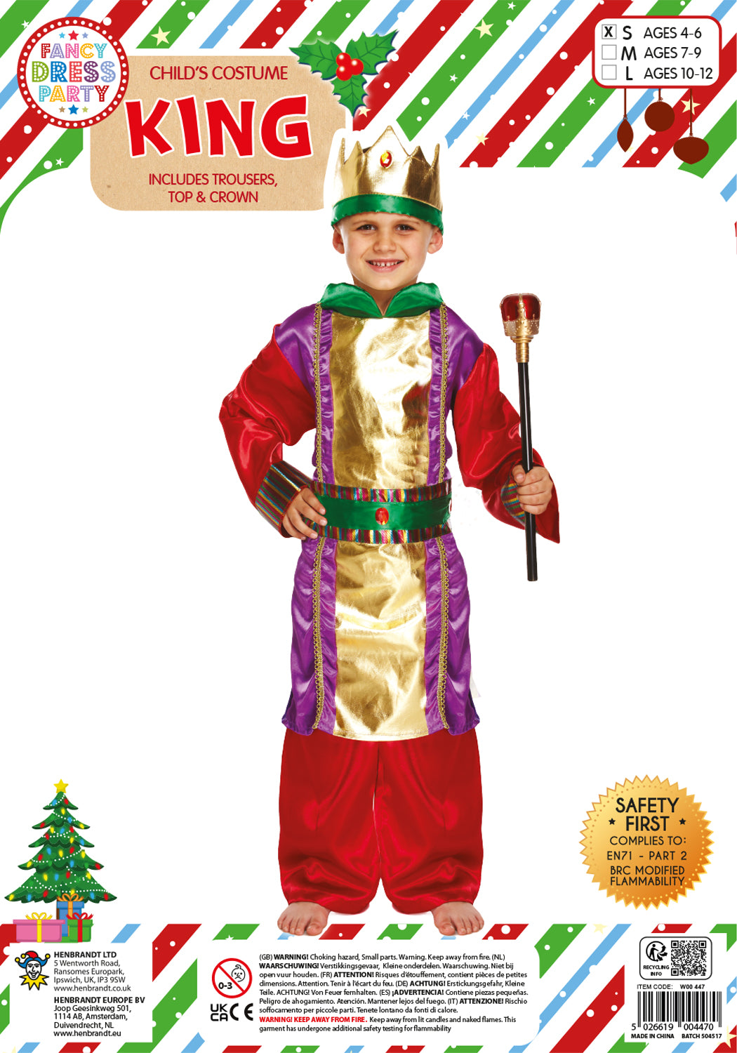 Child Nativity King Fancy Dress Costume 4-6 Year Olds