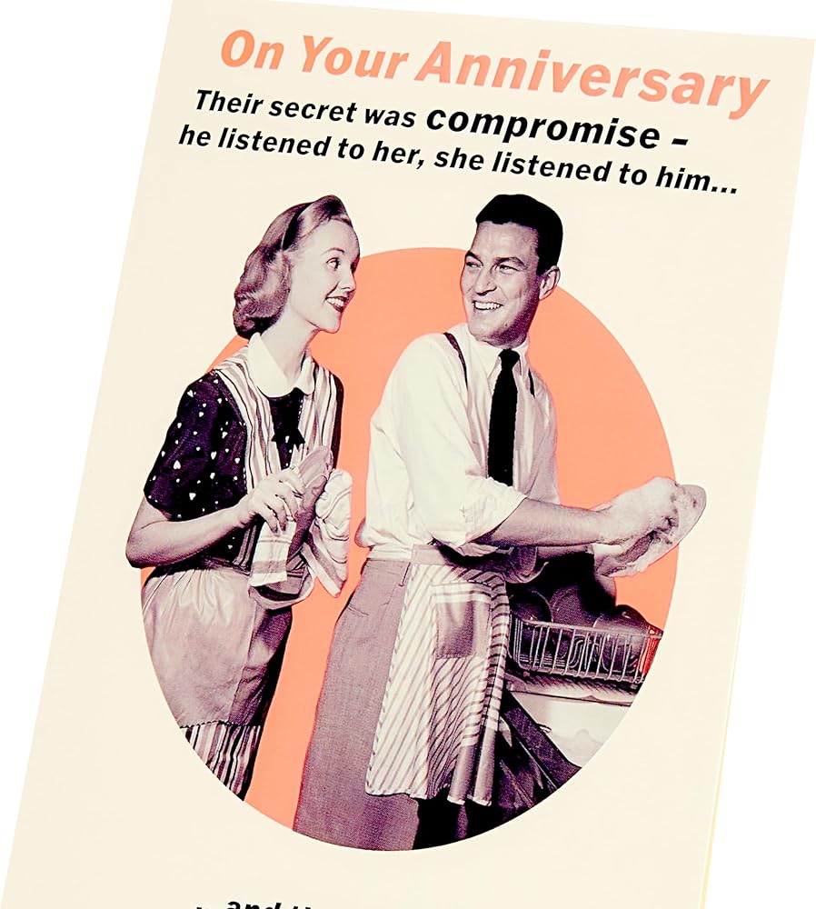 Vintage Couple Washing Dishes Anniversary Card
