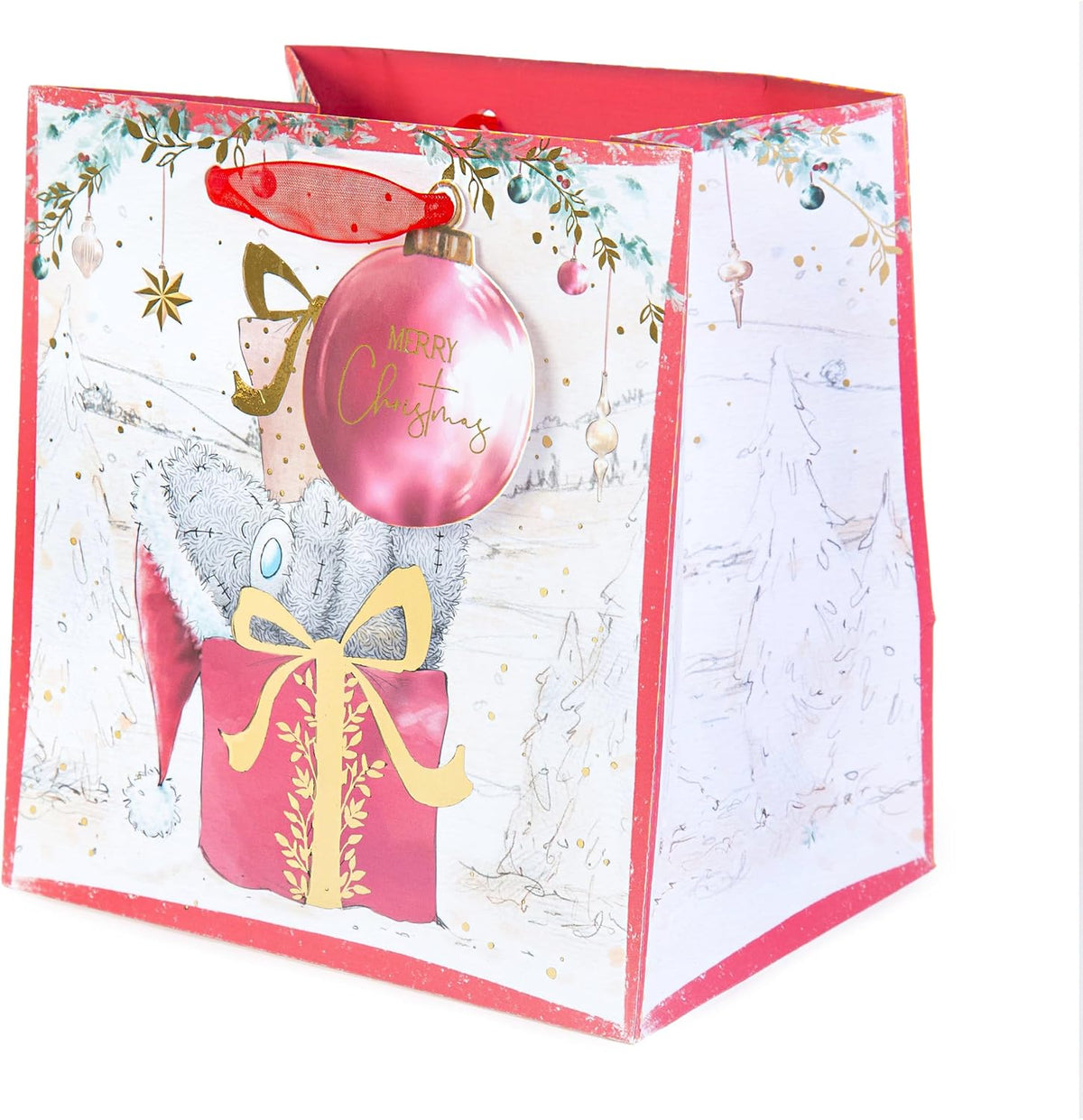 Me To You Bear Peeking Out Through Present Christmas Small Sized Gift Bag