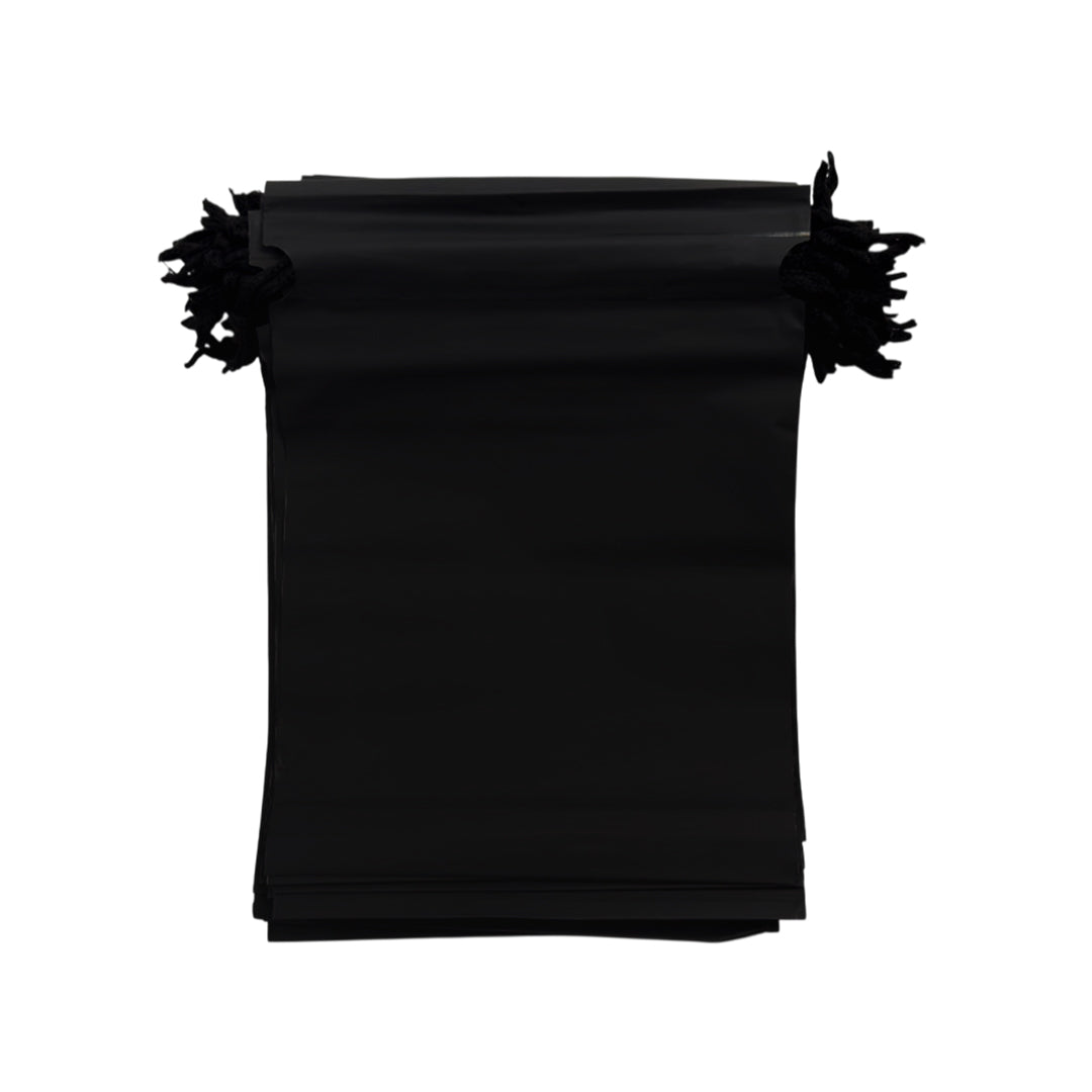 Pack of 25 Black Coloured 21x29cm PEVA Frosted Drawstring Bags