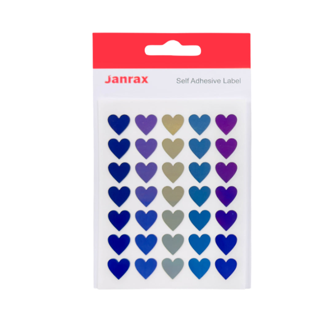 Pack of 70 Assorted Fashion Coloured Holographic Hearts Self-Adhesive Labels