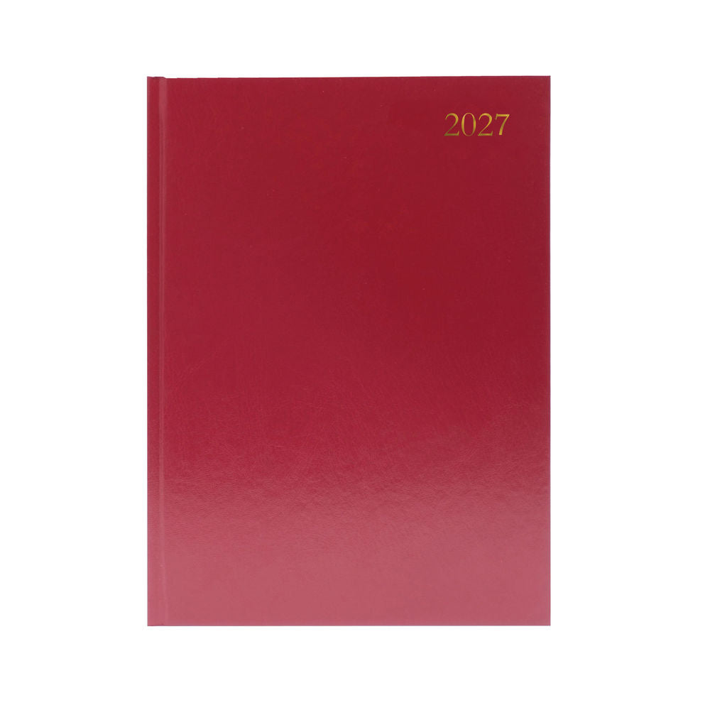 2027 A4 2 Days Per Page Burgundy Desk Diary KFA42BG27