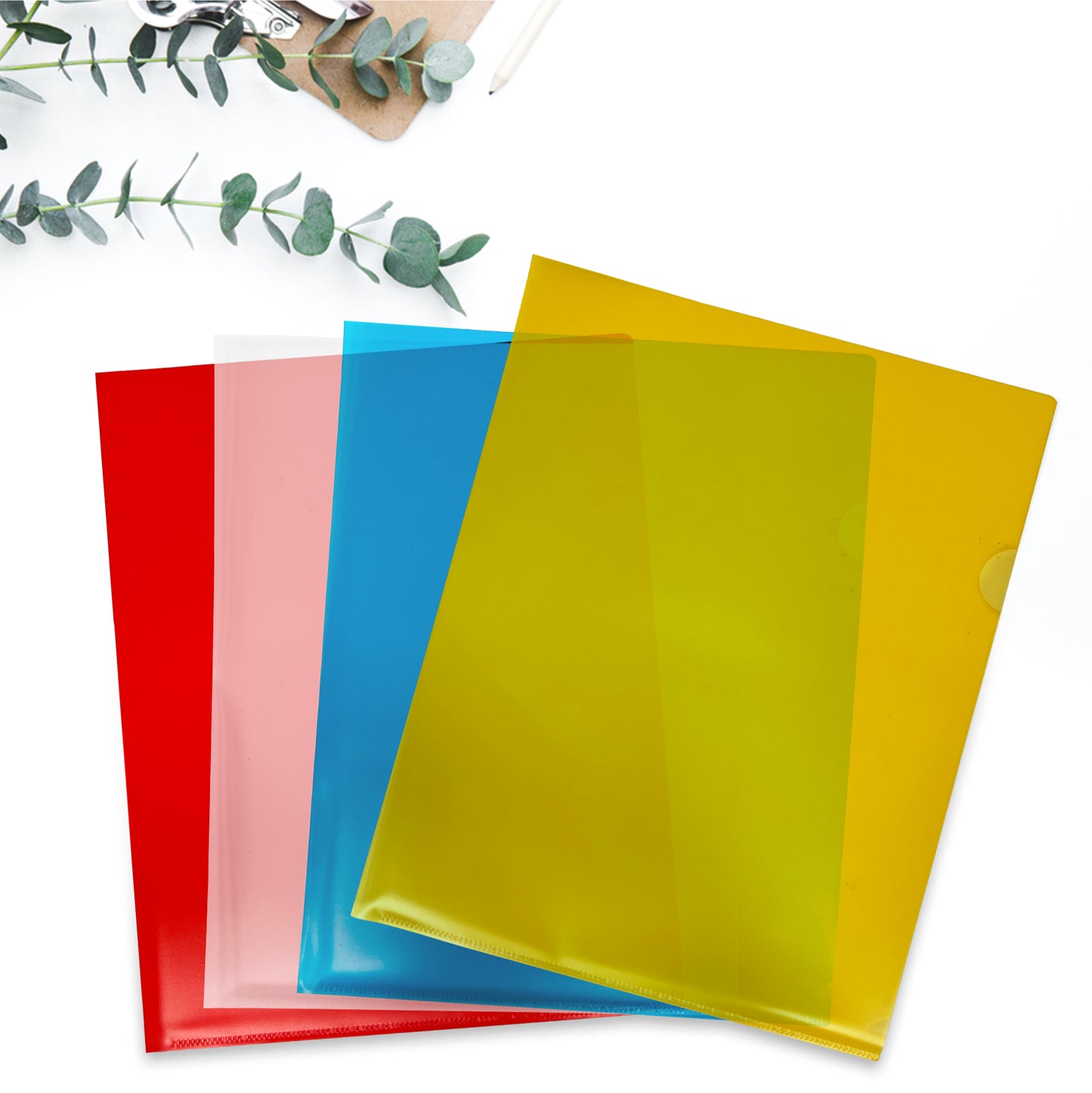 Pack of 200 A4 Clear L Shaped Open Top and Side Report File Folders