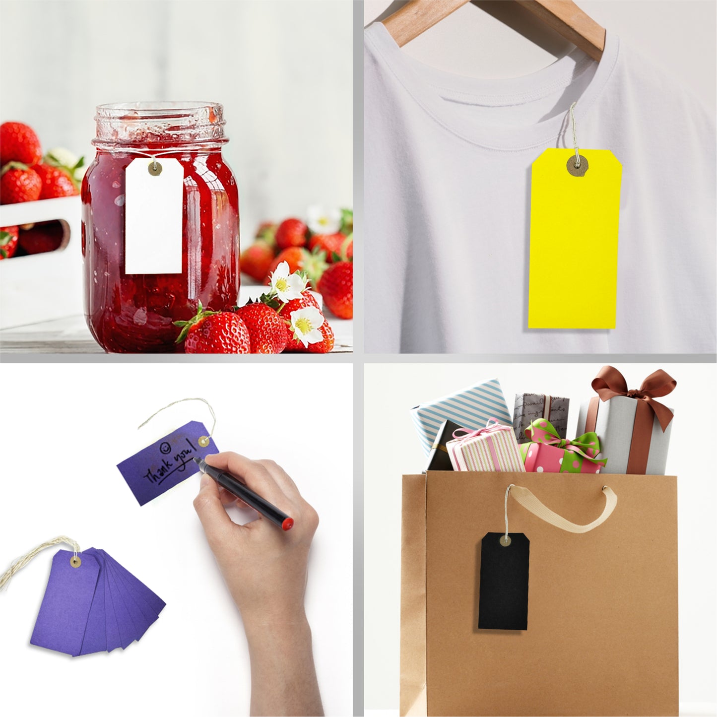 Pack of 50 Black Strung Tags 120mm x 60mm