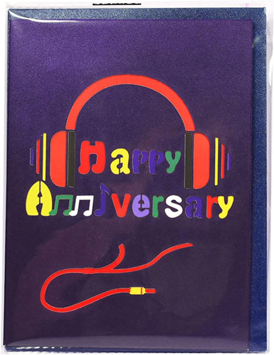 Music Party 3D Pop Up Anniversary Card with Personalized Numbers