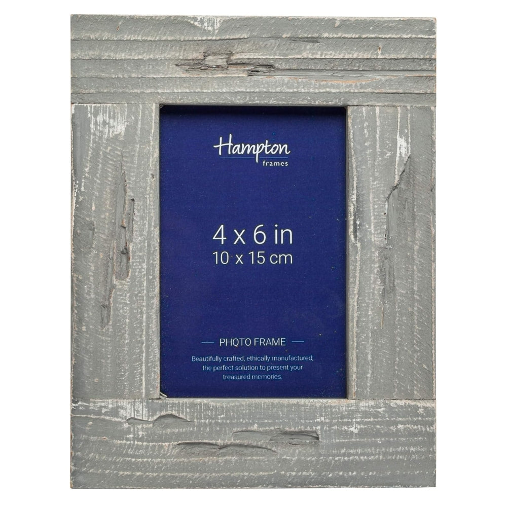 Hampton Farmhouse 4x6 Distressed Grey Painted Wood Photo Frame
