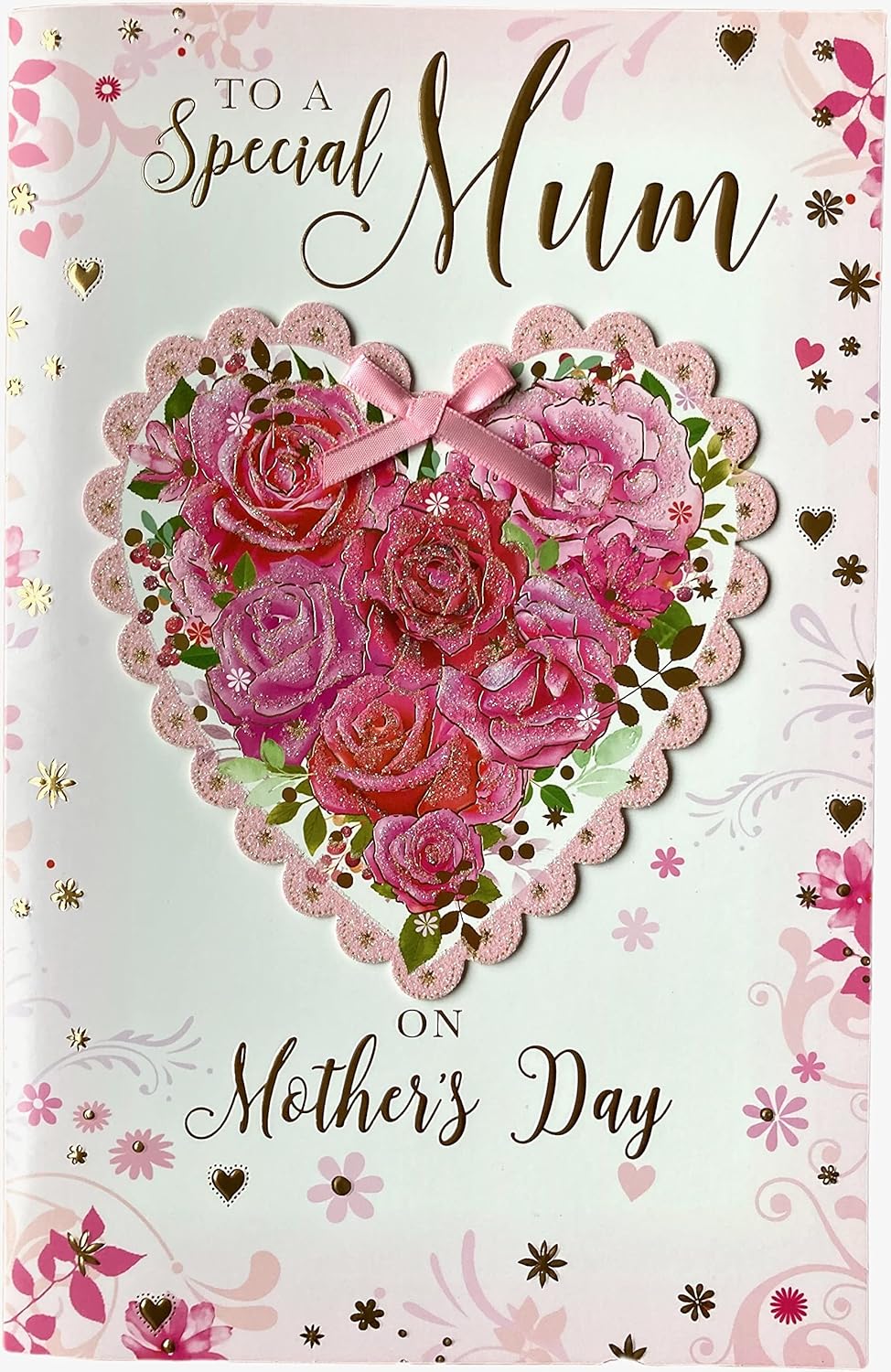 To A Special Mum Floral Heart With Ribbon Design Mother's Day Card