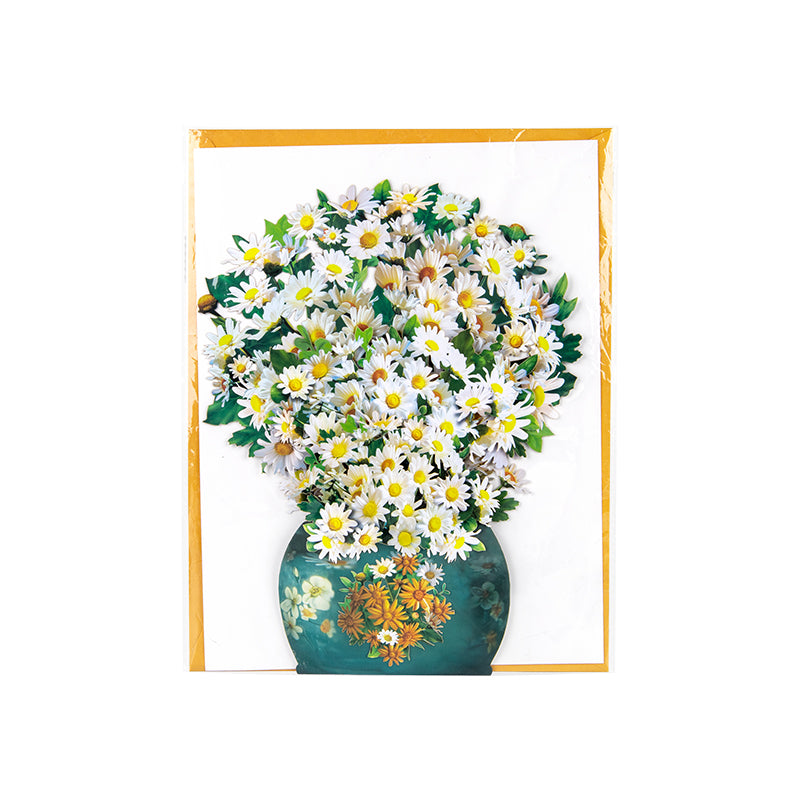 Golden Bloom White Daisy 3D Pop Up Vase Greeting Card
