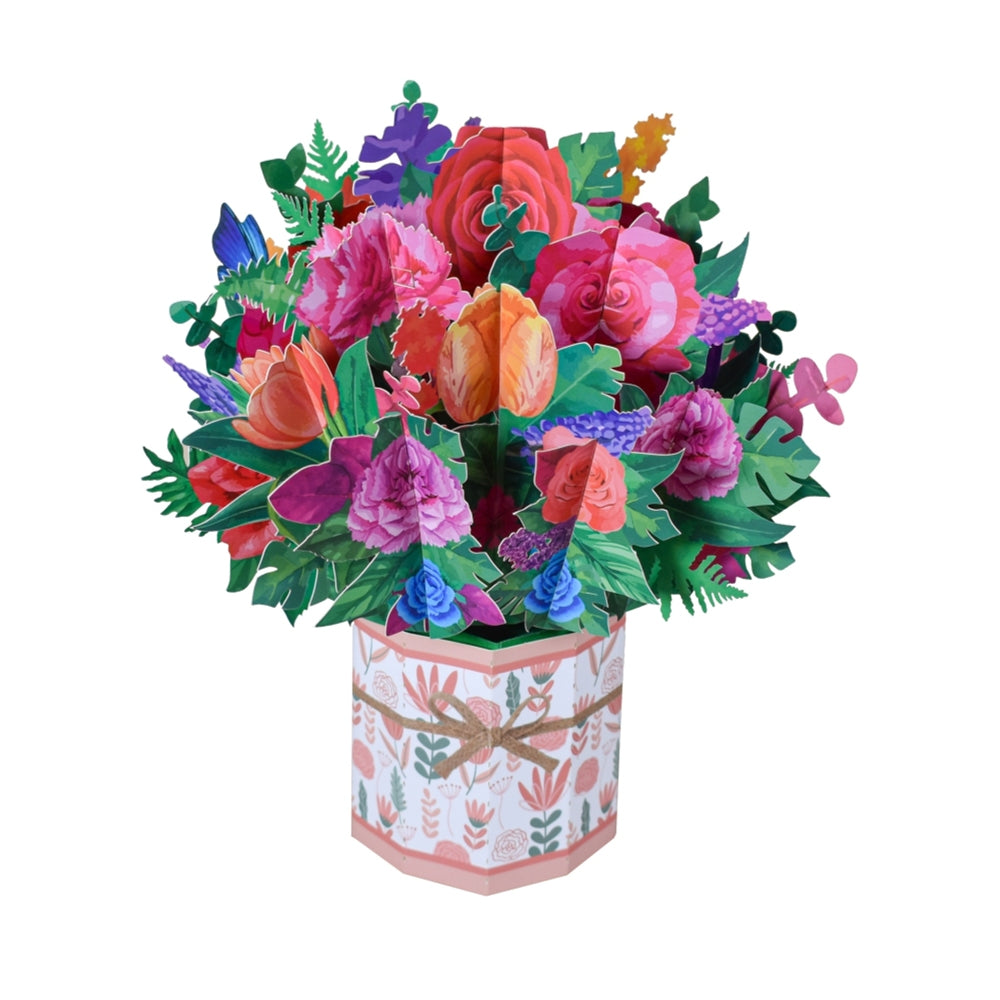 Vibrant Florals Bouquet Bliss 3D Pop-Up Greeting Card - Mother's Day Thank You Birthday