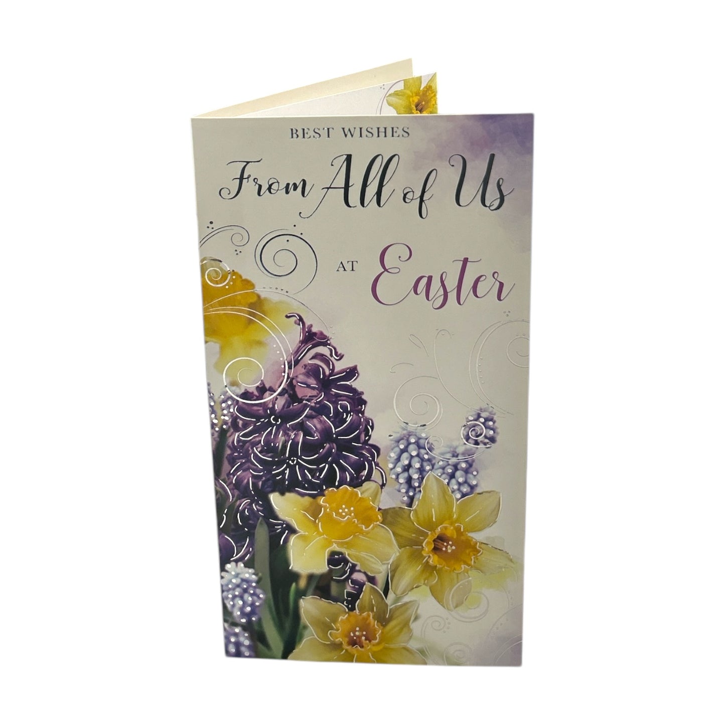 From All Of Us Lilac And Daffodils Flowers Design Easter Card