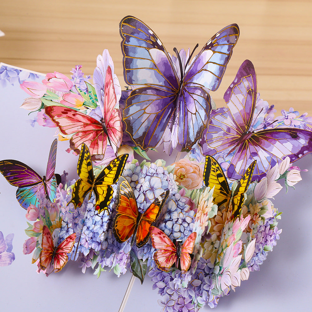 Blue and Purple Butterfly 3D Pop Up Greeting Card