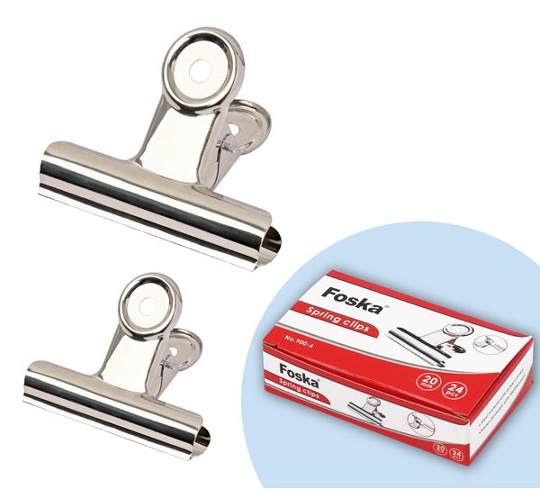 Pack of 12 Metal 50mm Spring Binding Grip Clips